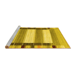 Sideview of Machine Washable Abstract Yellow Contemporary Rug, wshcon1903yw