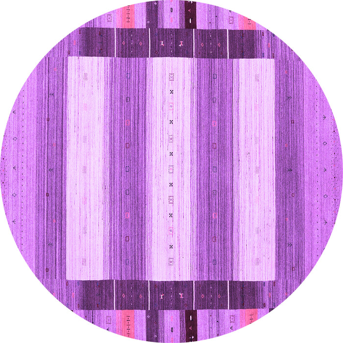Round Machine Washable Abstract Purple Contemporary Area Rugs, wshcon1903pur