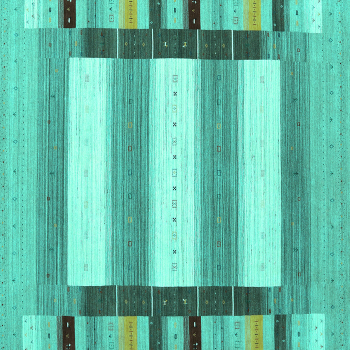 Square Machine Washable Abstract Turquoise Contemporary Area Rugs, wshcon1903turq
