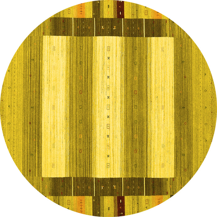 Round Abstract Yellow Contemporary Rug, con1903yw