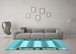 Machine Washable Abstract Light Blue Contemporary Rug in a Living Room, wshcon1903lblu