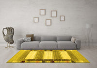 Machine Washable Abstract Yellow Contemporary Rug, wshcon1903yw