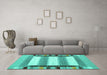 Machine Washable Abstract Turquoise Contemporary Area Rugs in a Living Room,, wshcon1903turq