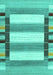 Machine Washable Abstract Turquoise Contemporary Area Rugs, wshcon1903turq