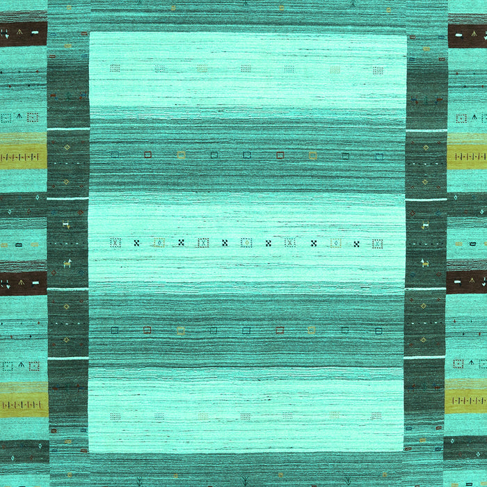 Machine Washable Abstract Turquoise Contemporary Area Rugs, wshcon1903turq