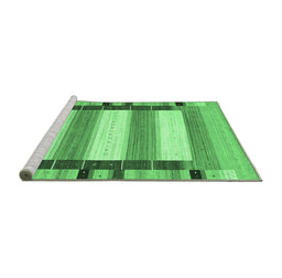 Sideview of Machine Washable Abstract Emerald Green Contemporary Area Rugs, wshcon1903emgrn