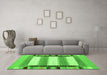 Machine Washable Abstract Green Contemporary Area Rugs in a Living Room,, wshcon1903grn