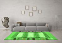 Machine Washable Abstract Green Contemporary Rug, wshcon1903grn