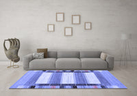 Machine Washable Abstract Blue Contemporary Rug, wshcon1903blu