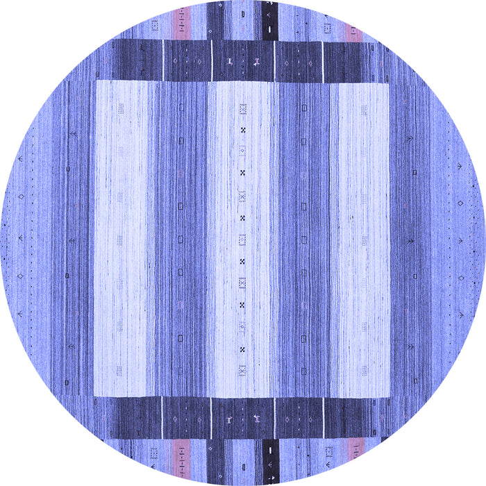 Round Abstract Blue Contemporary Rug, con1903blu