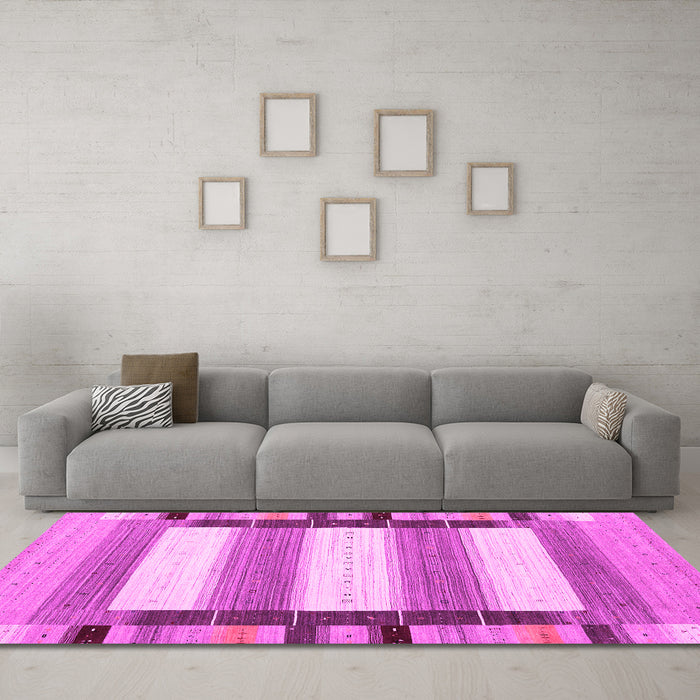 Machine Washable Abstract Pink Contemporary Rug in a Living Room, wshcon1903pnk