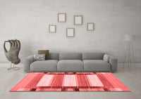 Machine Washable Abstract Red Contemporary Rug, wshcon1903red