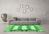 Machine Washable Abstract Emerald Green Contemporary Rug, wshcon1903emgrn