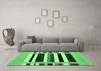 Machine Washable Abstract Emerald Green Contemporary Rug, wshcon1904emgrn