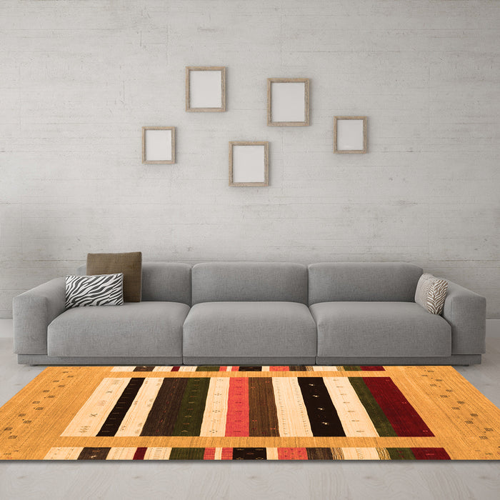 Machine Washable Abstract Orange Contemporary Area Rugs in a Living Room, wshcon1904org