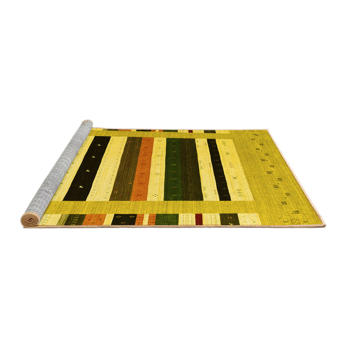 Sideview of Machine Washable Abstract Yellow Contemporary Rug, wshcon1904yw