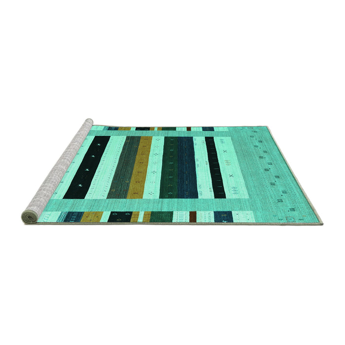 Sideview of Machine Washable Abstract Turquoise Contemporary Area Rugs, wshcon1904turq