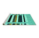 Sideview of Machine Washable Abstract Turquoise Contemporary Area Rugs, wshcon1904turq