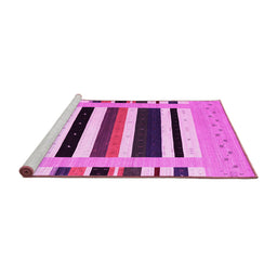 Sideview of Machine Washable Abstract Pink Contemporary Rug, wshcon1904pnk