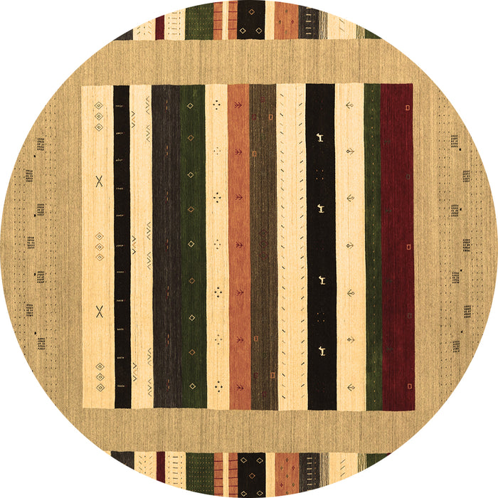 Round Abstract Brown Contemporary Rug, con1904brn