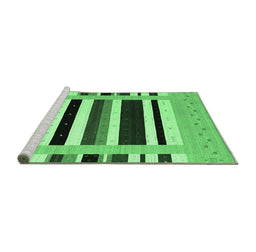 Sideview of Machine Washable Abstract Emerald Green Contemporary Area Rugs, wshcon1904emgrn