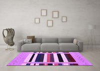 Machine Washable Abstract Purple Contemporary Rug, wshcon1904pur