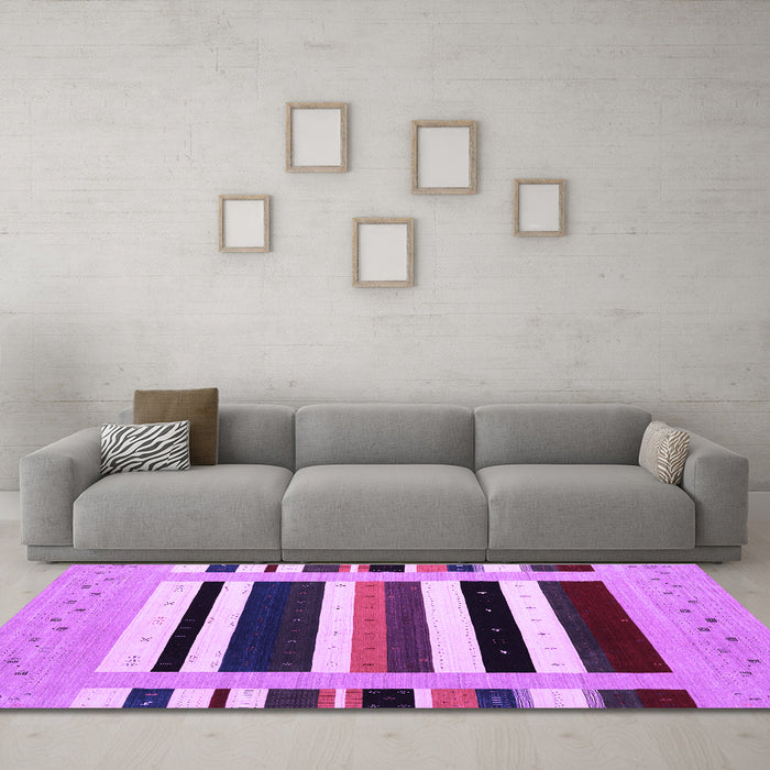Machine Washable Abstract Purple Contemporary Area Rugs in a Living Room, wshcon1904pur