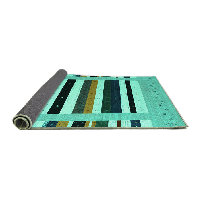 Sideview of Abstract Turquoise Contemporary Rug, con1904turq