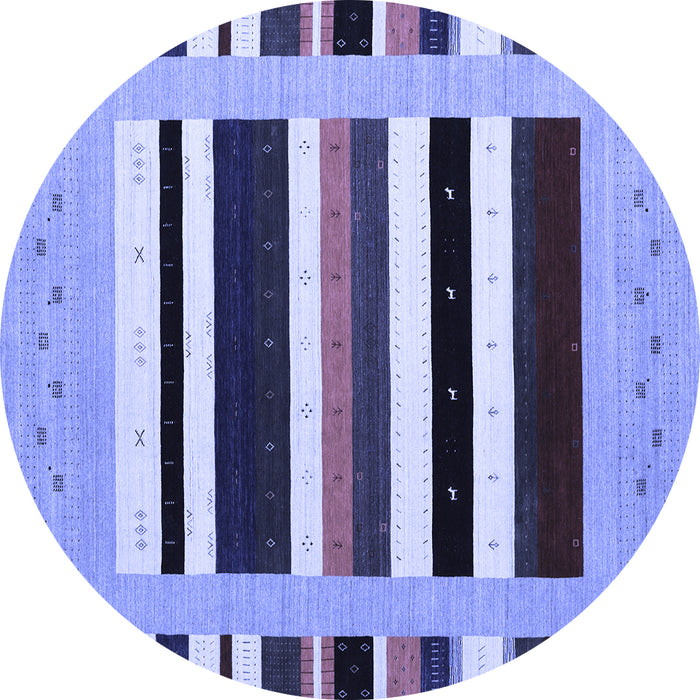 Round Machine Washable Abstract Blue Contemporary Rug, wshcon1904blu