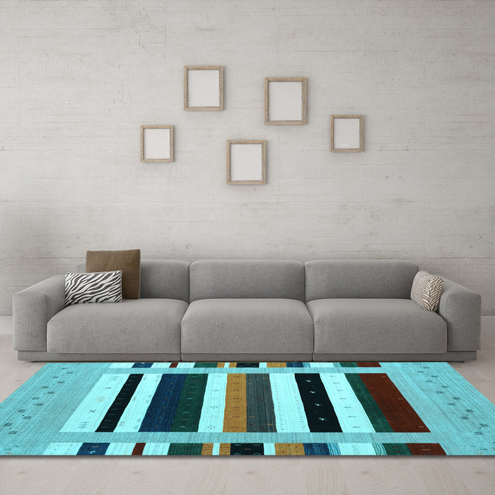 Machine Washable Abstract Light Blue Contemporary Rug in a Living Room, wshcon1904lblu