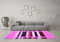 Machine Washable Abstract Pink Contemporary Rug, wshcon1904pnk