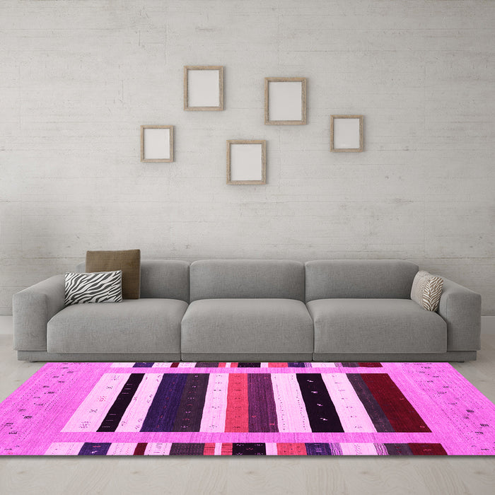 Machine Washable Abstract Pink Contemporary Rug in a Living Room, wshcon1904pnk