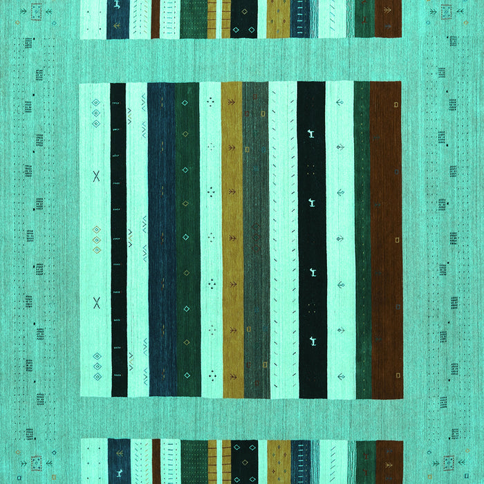 Square Abstract Turquoise Contemporary Rug, con1904turq
