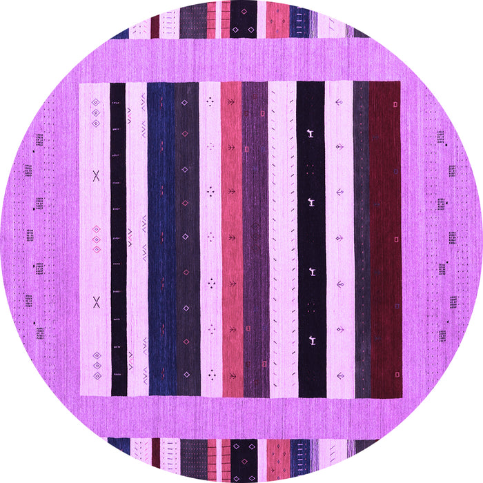 Round Machine Washable Abstract Purple Contemporary Area Rugs, wshcon1904pur