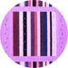 Round Machine Washable Abstract Purple Contemporary Area Rugs, wshcon1905pur