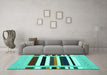 Machine Washable Abstract Turquoise Contemporary Area Rugs in a Living Room,, wshcon1905turq