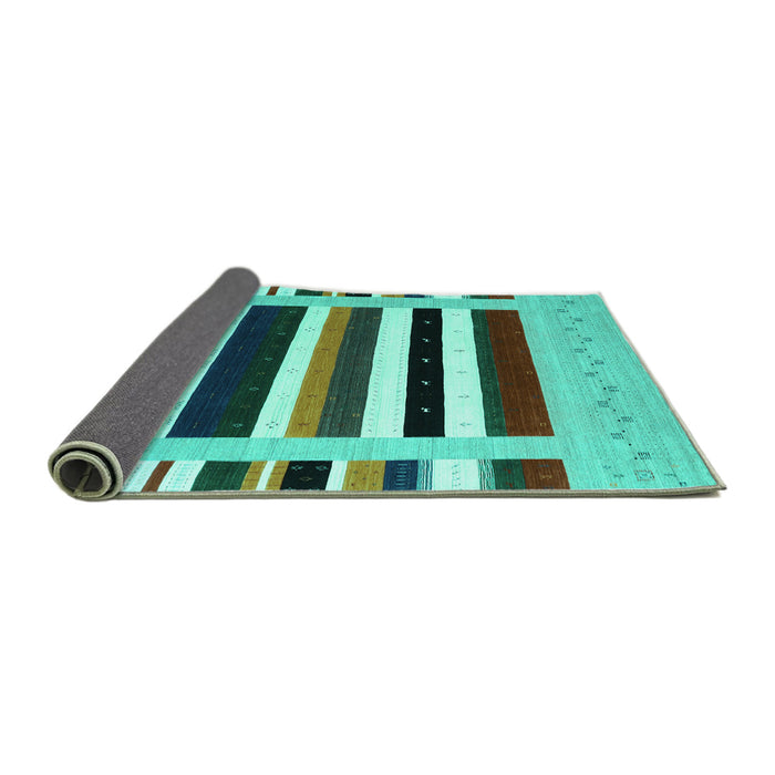 Sideview of Abstract Turquoise Contemporary Rug, con1905turq