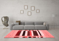 Machine Washable Abstract Red Contemporary Rug, wshcon1905red