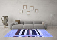 Machine Washable Abstract Blue Contemporary Rug, wshcon1905blu