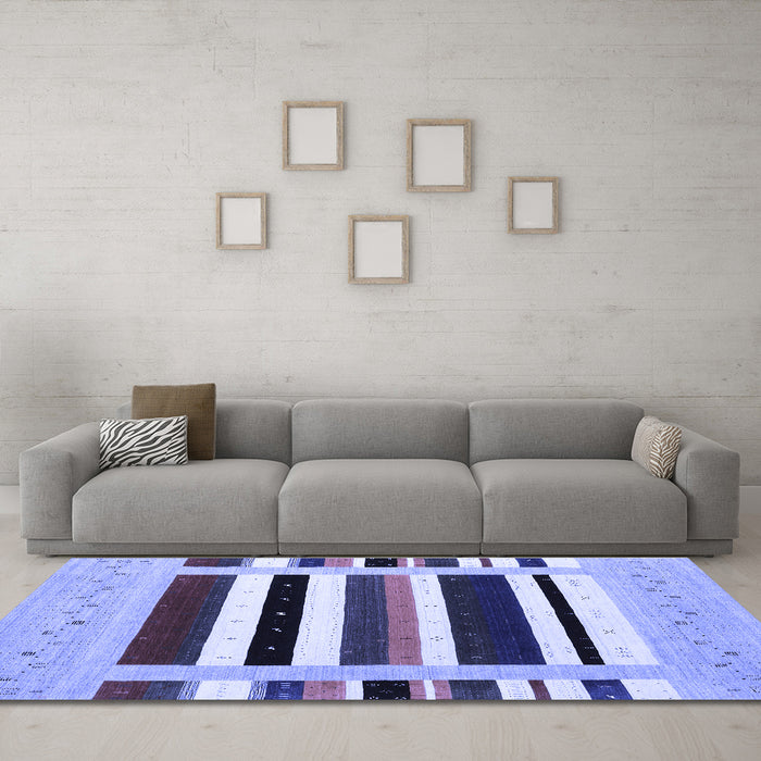 Machine Washable Abstract Blue Contemporary Rug in a Living Room, wshcon1905blu