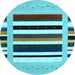 Round Abstract Light Blue Contemporary Rug, con1905lblu