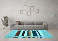 Machine Washable Abstract Light Blue Contemporary Rug, wshcon1905lblu