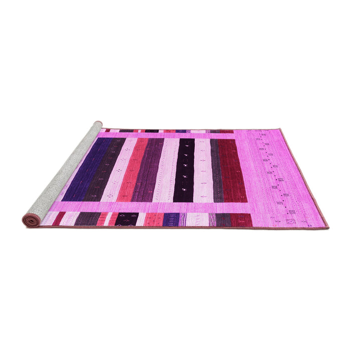 Sideview of Machine Washable Abstract Pink Contemporary Rug, wshcon1905pnk