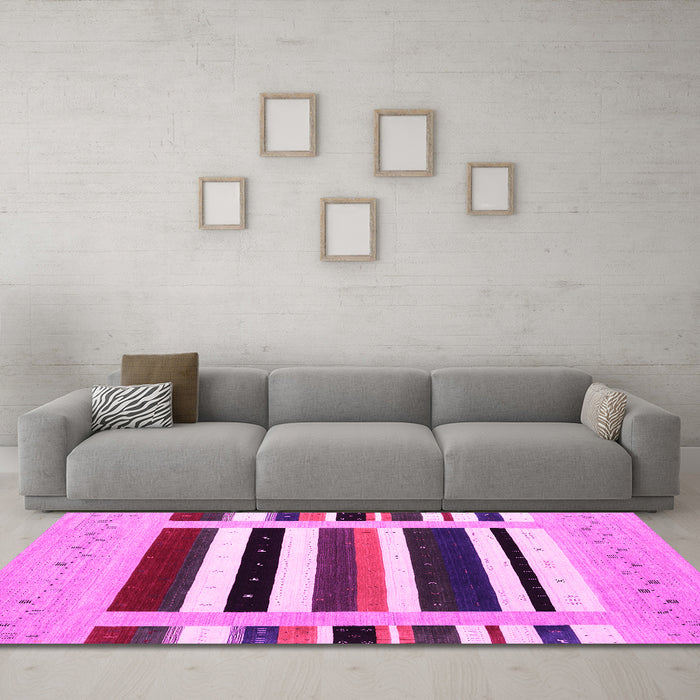 Machine Washable Abstract Pink Contemporary Rug in a Living Room, wshcon1905pnk