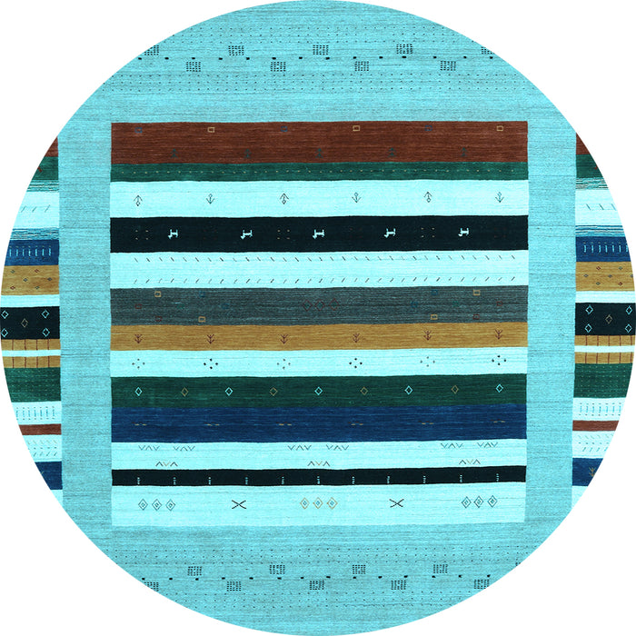 Round Machine Washable Abstract Light Blue Contemporary Rug, wshcon1905lblu
