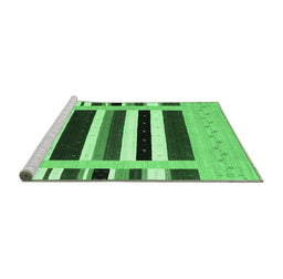 Sideview of Machine Washable Abstract Emerald Green Contemporary Area Rugs, wshcon1905emgrn
