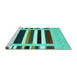 Sideview of Machine Washable Abstract Turquoise Contemporary Area Rugs, wshcon1905turq