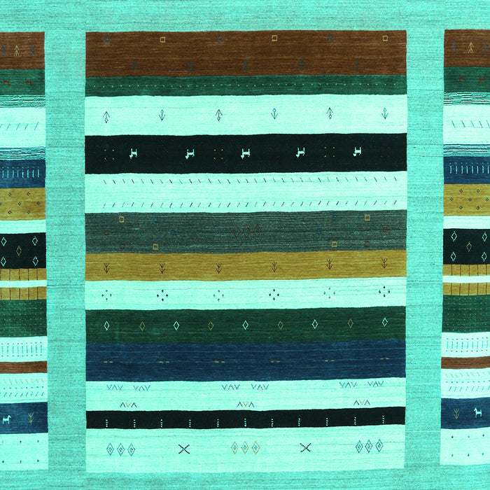 Machine Washable Abstract Turquoise Contemporary Area Rugs, wshcon1905turq