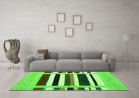 Machine Washable Abstract Green Contemporary Rug, wshcon1905grn