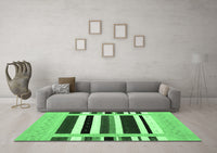 Machine Washable Abstract Emerald Green Contemporary Rug, wshcon1905emgrn